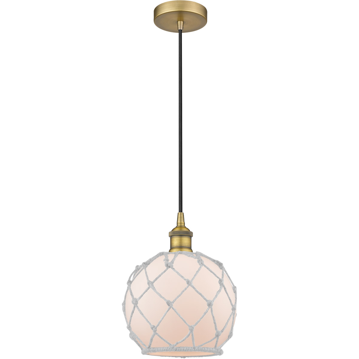 Innovations Lighting 616-1P-BB-G121-8RW Edison Farmhouse Rope 1 Light 8 inch Brushed Brass Mini Pendant Ceiling Light