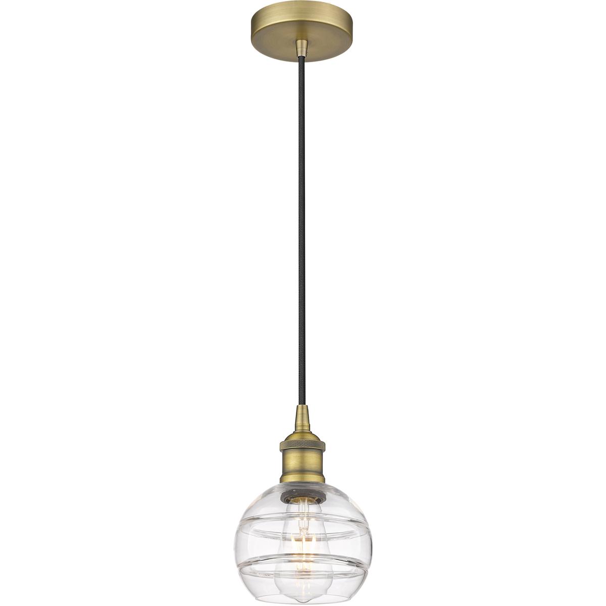 Innovations Lighting 616-1P-BB-G556-6CL Edison Rochester 1 Light 5.88 inch Brushed Brass Cord Hung Mini Pendant Ceiling Light