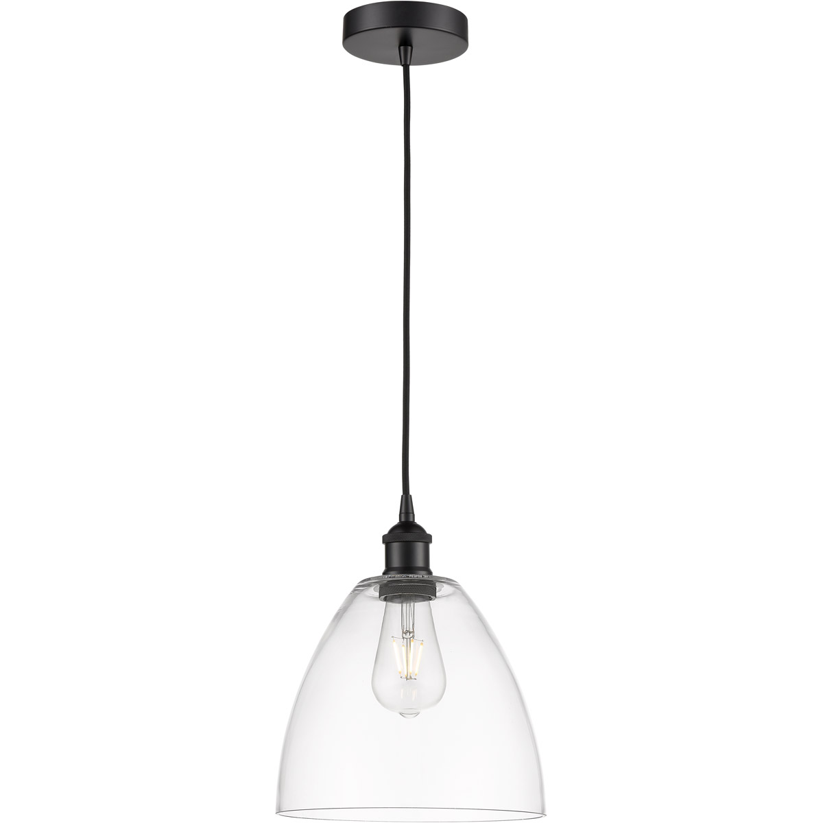 Innovations Lighting 616-1P-BK-GBD-92-LED Edison Dome LED 9 inch Matte Black Mini Pendant Ceiling Light in Clear Glass