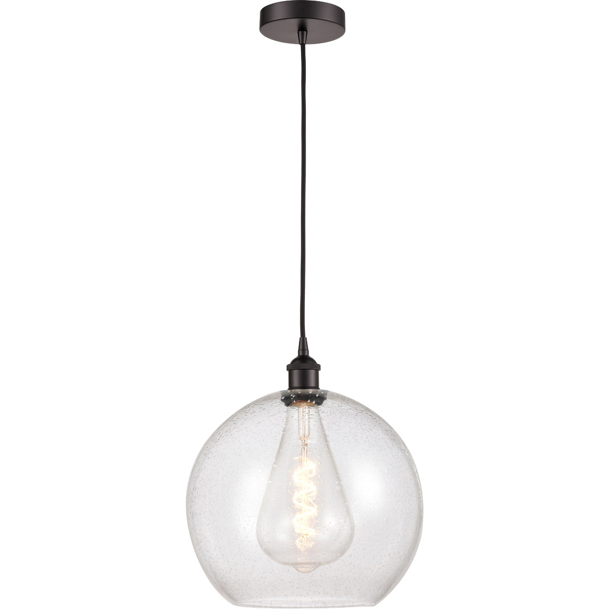 Innovations Lighting 616-1P-OB-G124-12-LED Edison Athens LED 11.75 inch Oil Rubbed Bronze Mini Pendant Ceiling Light in Seedy Glass