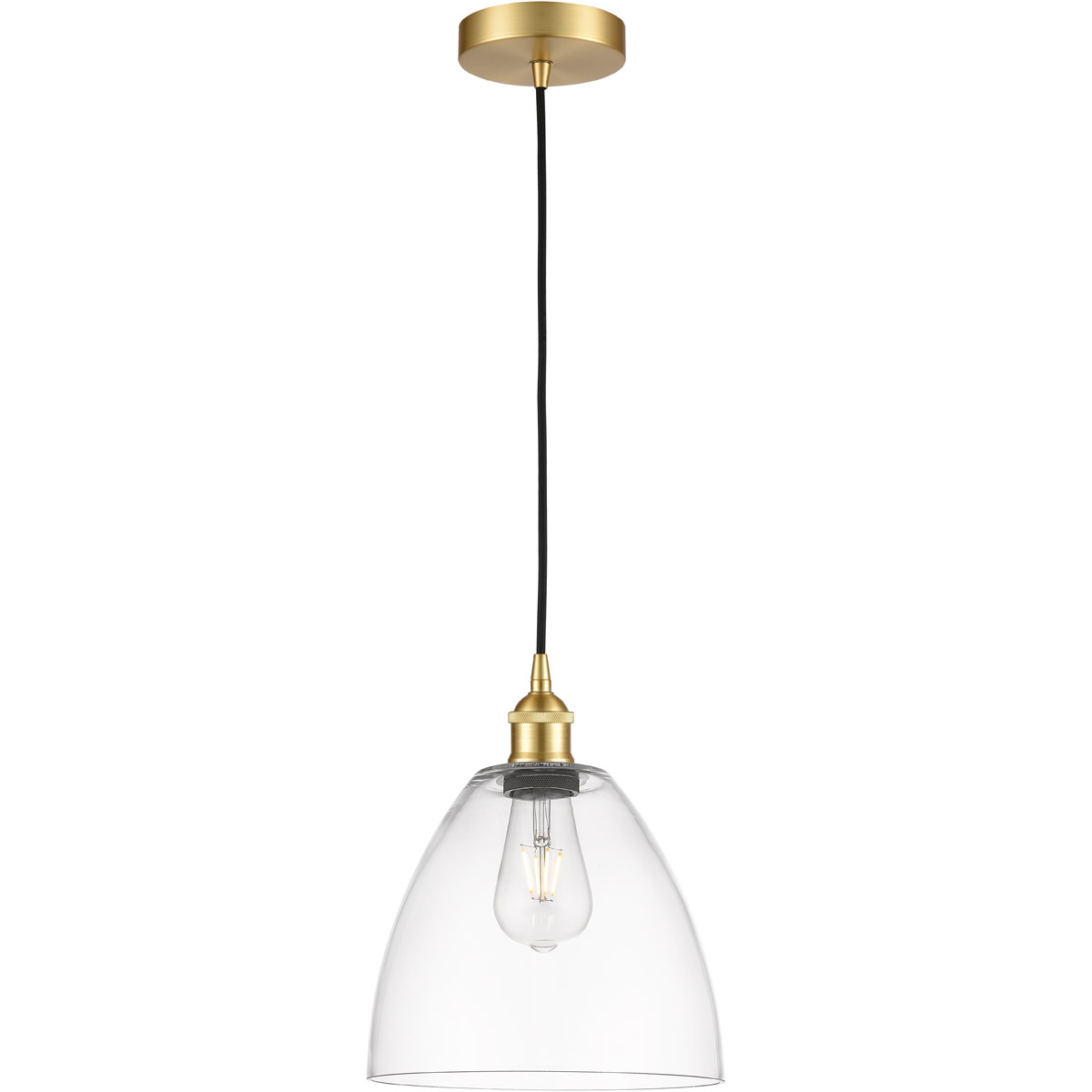 Innovations Lighting 616-1P-SG-GBD-92-LED Edison Dome LED 9 inch Satin Gold Mini Pendant Ceiling Light in Clear Glass