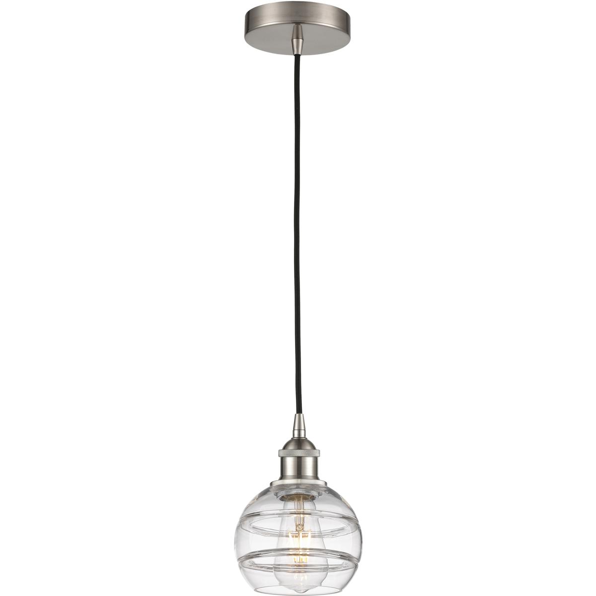 Innovations Lighting 616-1P-SN-G556-6CL Edison Rochester 1 Light 5.88 inch Brushed Satin Nickel Cord Hung Mini Pendant Ceiling Light