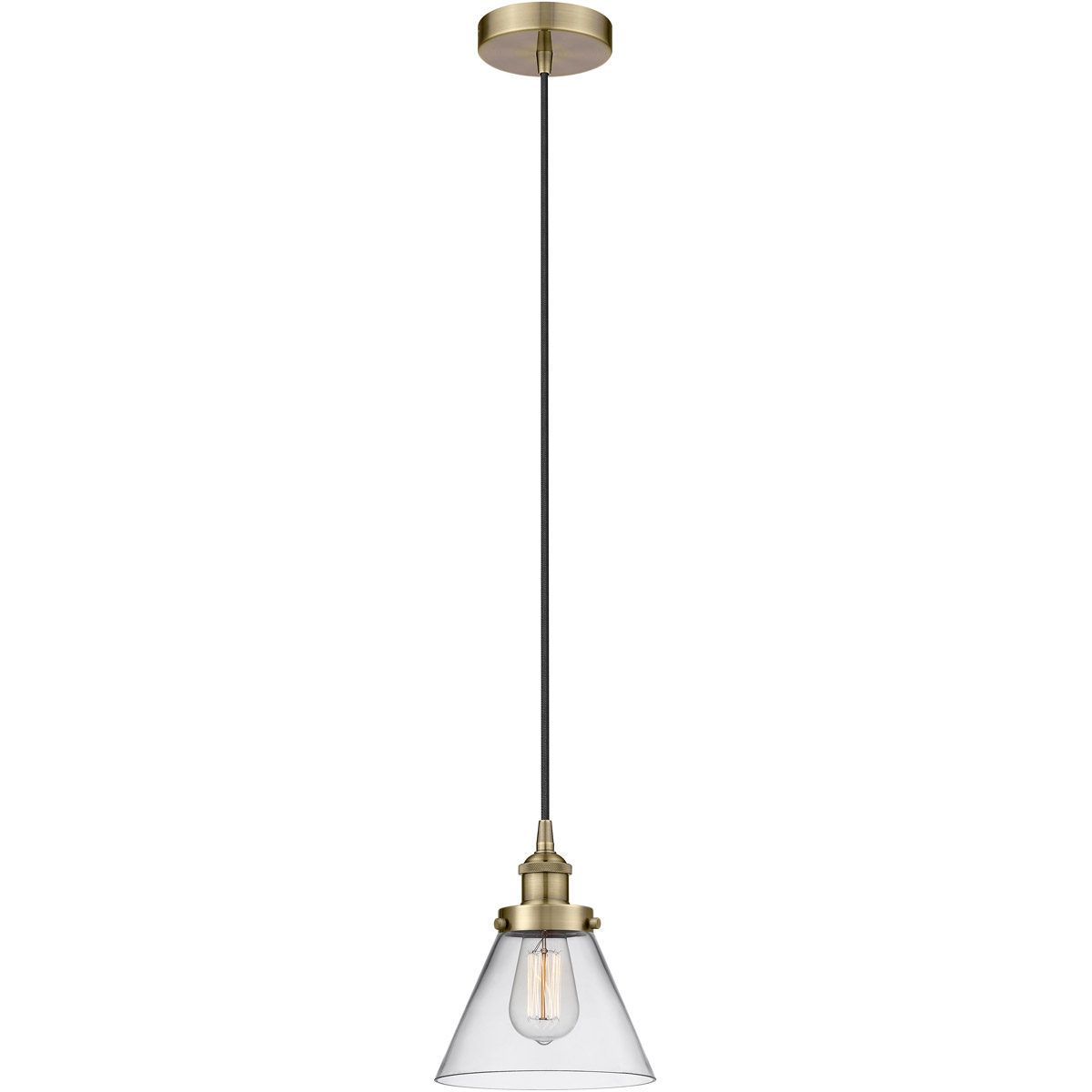 Innovations Lighting 616-1PH-AB-G42-LED Edison Cone LED 8 inch Antique Brass Mini Pendant Ceiling Light