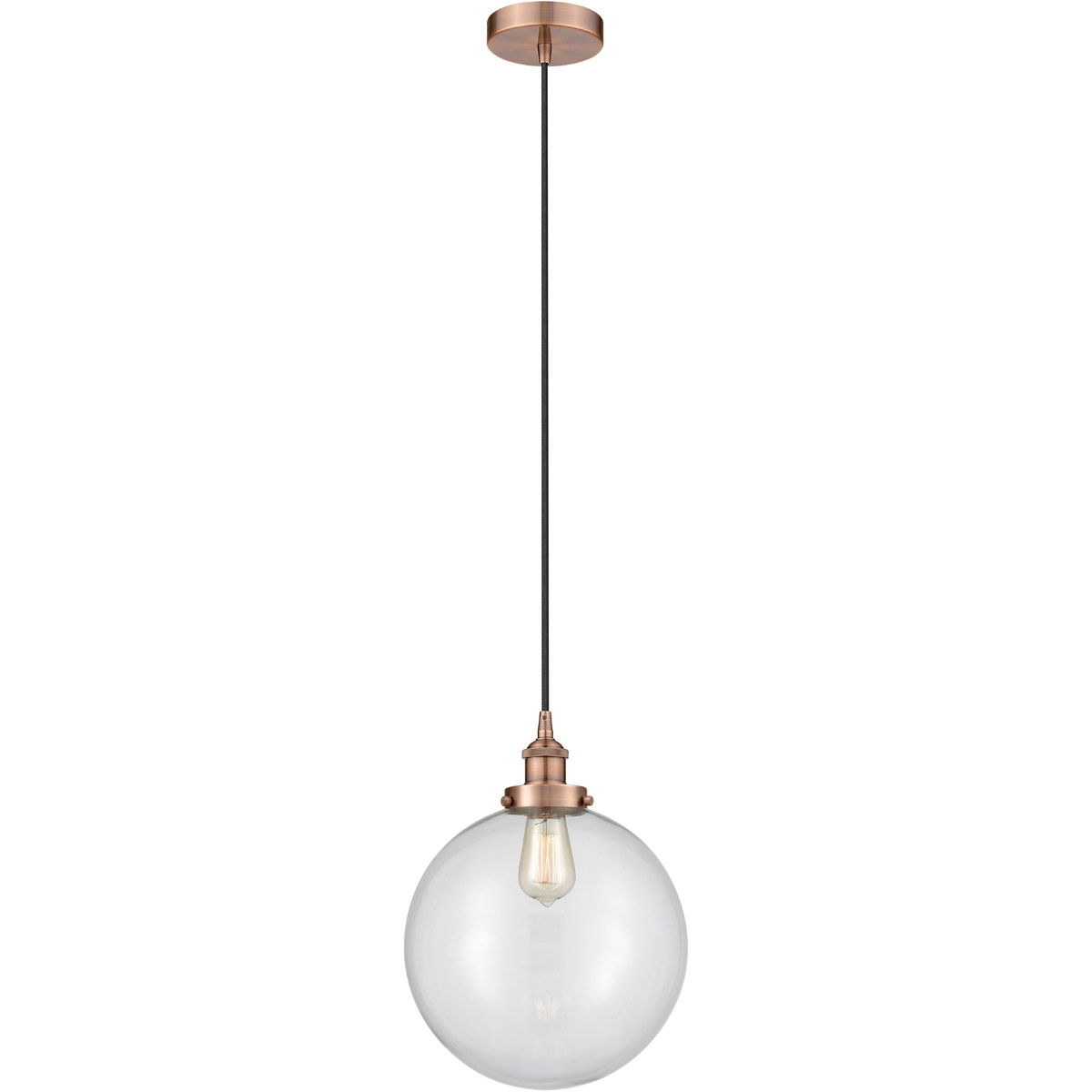 Innovations Lighting 616-1PH-AC-G202-12 Edison Beacon 1 Light 12 inch Antique Copper Mini Pendant Ceiling Light