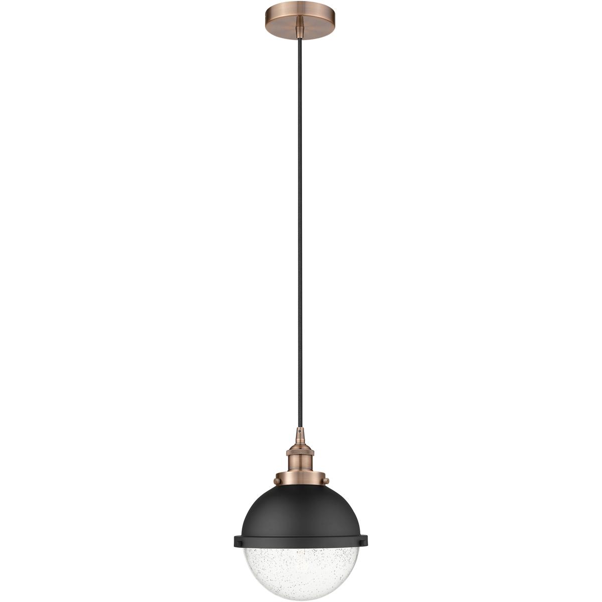 Innovations Lighting 616-1PH-AC-HFS-84-BK Hampden 1 Light 9 inch Antique Copper Mini Pendant Ceiling Light
