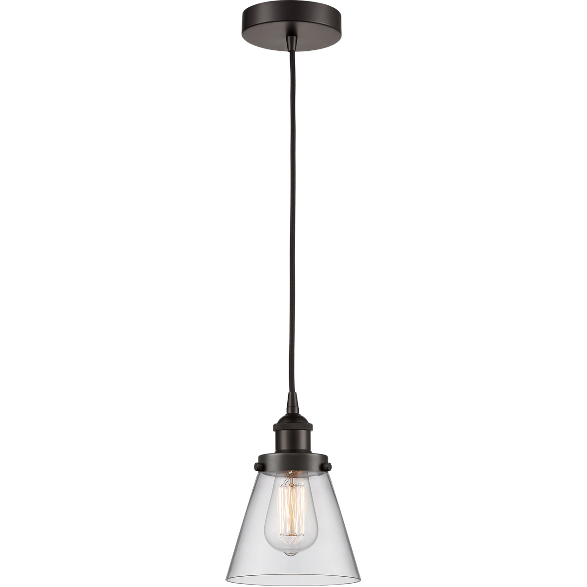 Innovations Lighting 616-1PH-OB-G62-LED Edison Cone LED 6 inch Oil Rubbed Bronze Mini Pendant Ceiling Light