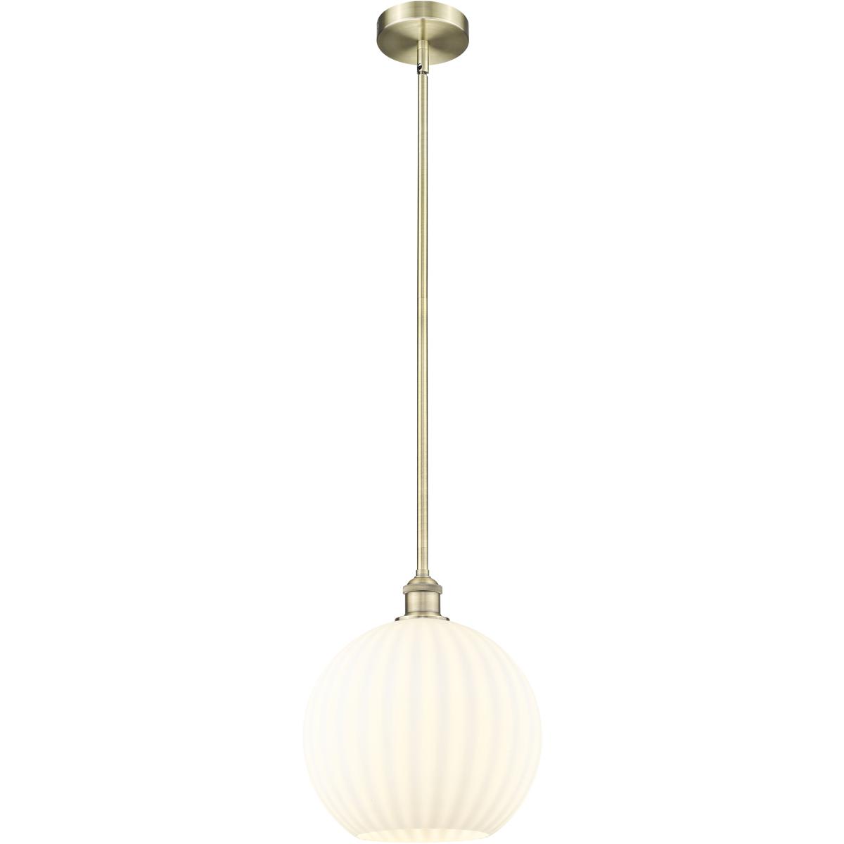 Innovations Lighting 616-1S-AB-G1217-12WV Edison White Venetian 1 Light 12 inch Antique Brass Stem Hung Pendant Ceiling Light