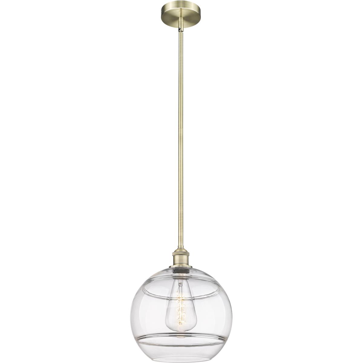 Innovations Lighting 616-1S-AB-G556-12CL Edison Rochester 1 Light 12 inch Antique Brass Stem Hung Mini Pendant Ceiling Light