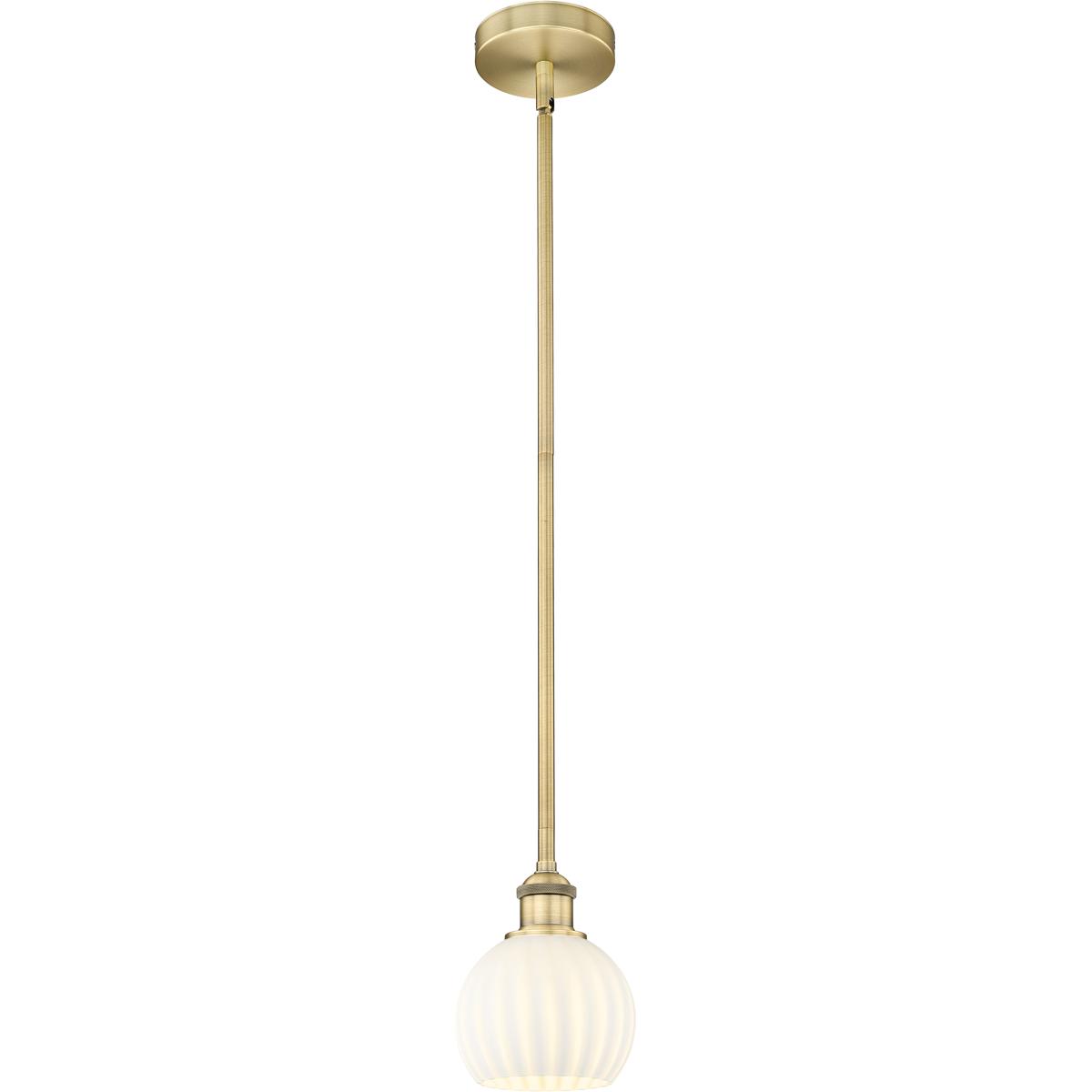 Innovations Lighting 616-1S-BB-G1217-6WV Edison White Venetian 1 Light 6 inch Brushed Brass Stem Hung Mini Pendant Ceiling Light