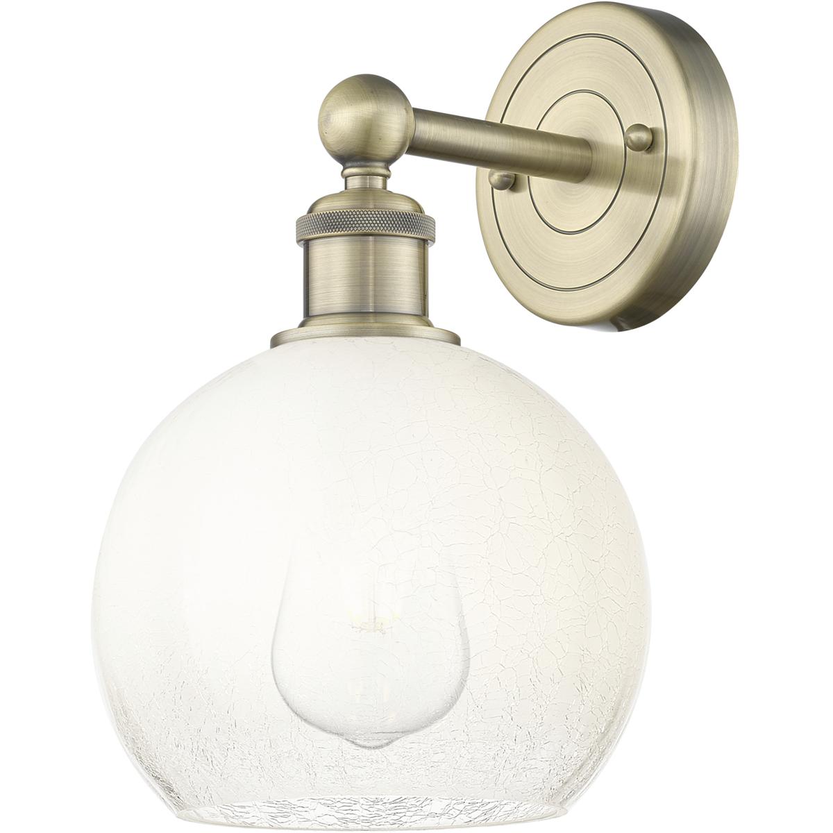 Innovations Lighting 616-1W-AB-G483-8OP Edison Brookhaven Globe Armed Sconce Wall Light in Antique Brass, Opal Glass