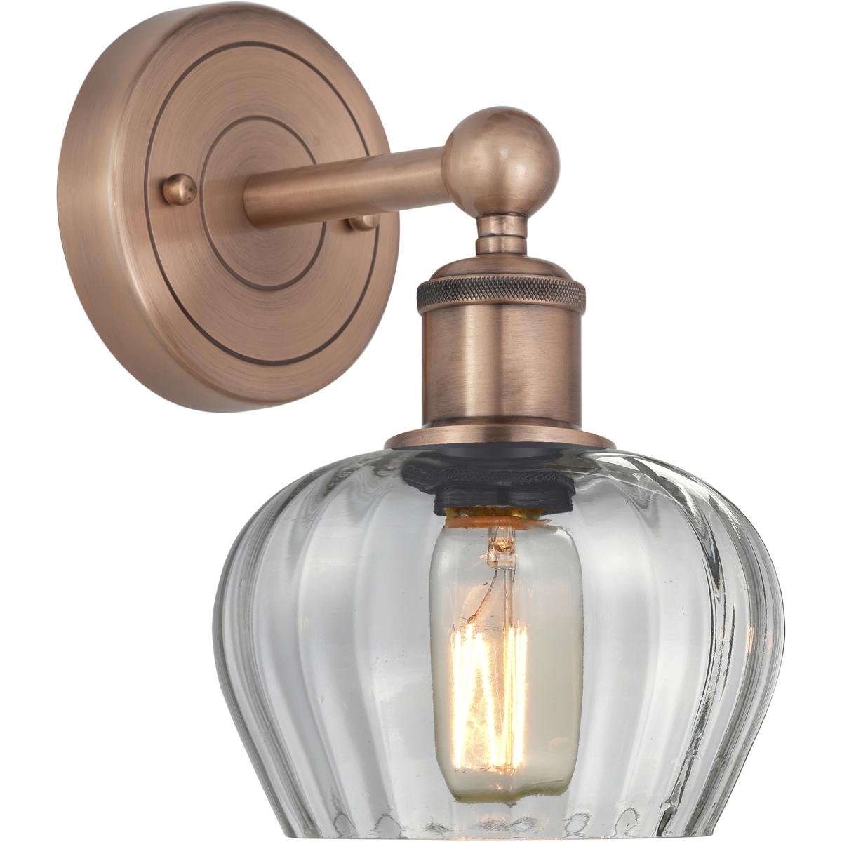 Innovations Lighting 616-1W-AC-G92 Fenton Sconce Wall Light in Antique Copper, Clear