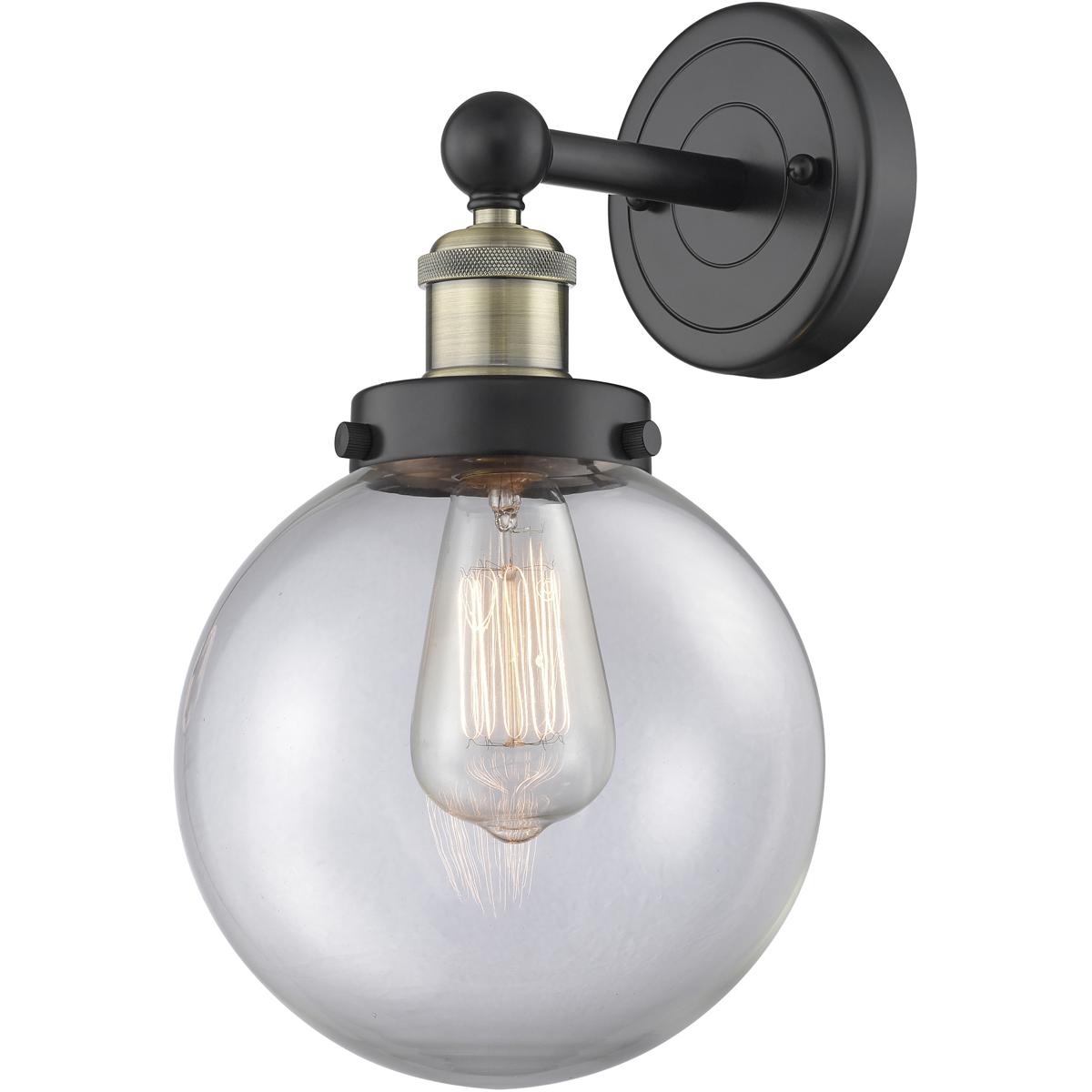 Innovations Lighting 616-1W-BAB-G202-8 Beacon Sconce Wall Light in Black Antique Brass, Clear