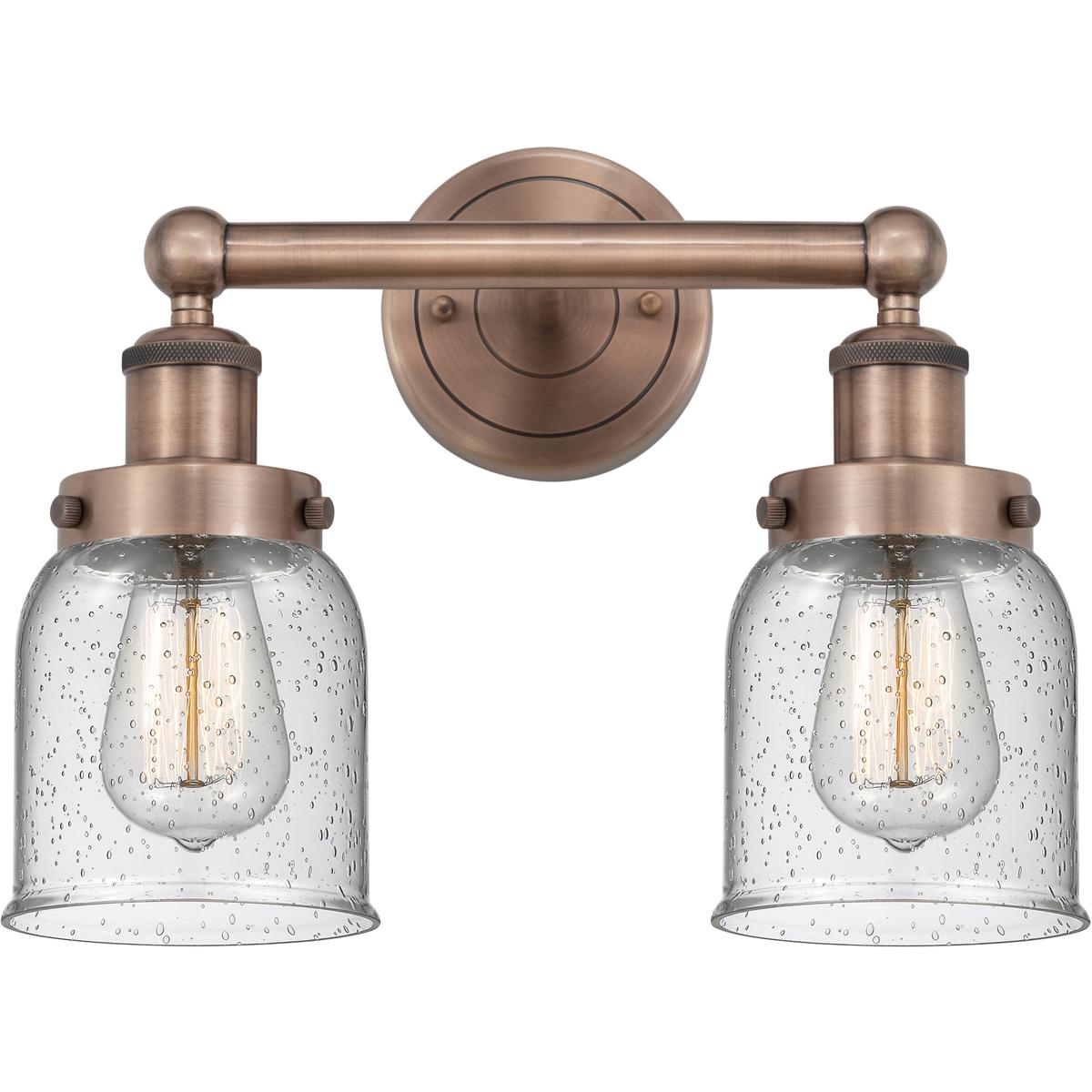 Innovations Lighting 616-2W-AC-G54 Bell 2 Light 15.5 inch Antique Copper Bath Vanity Light Wall Light in Seedy