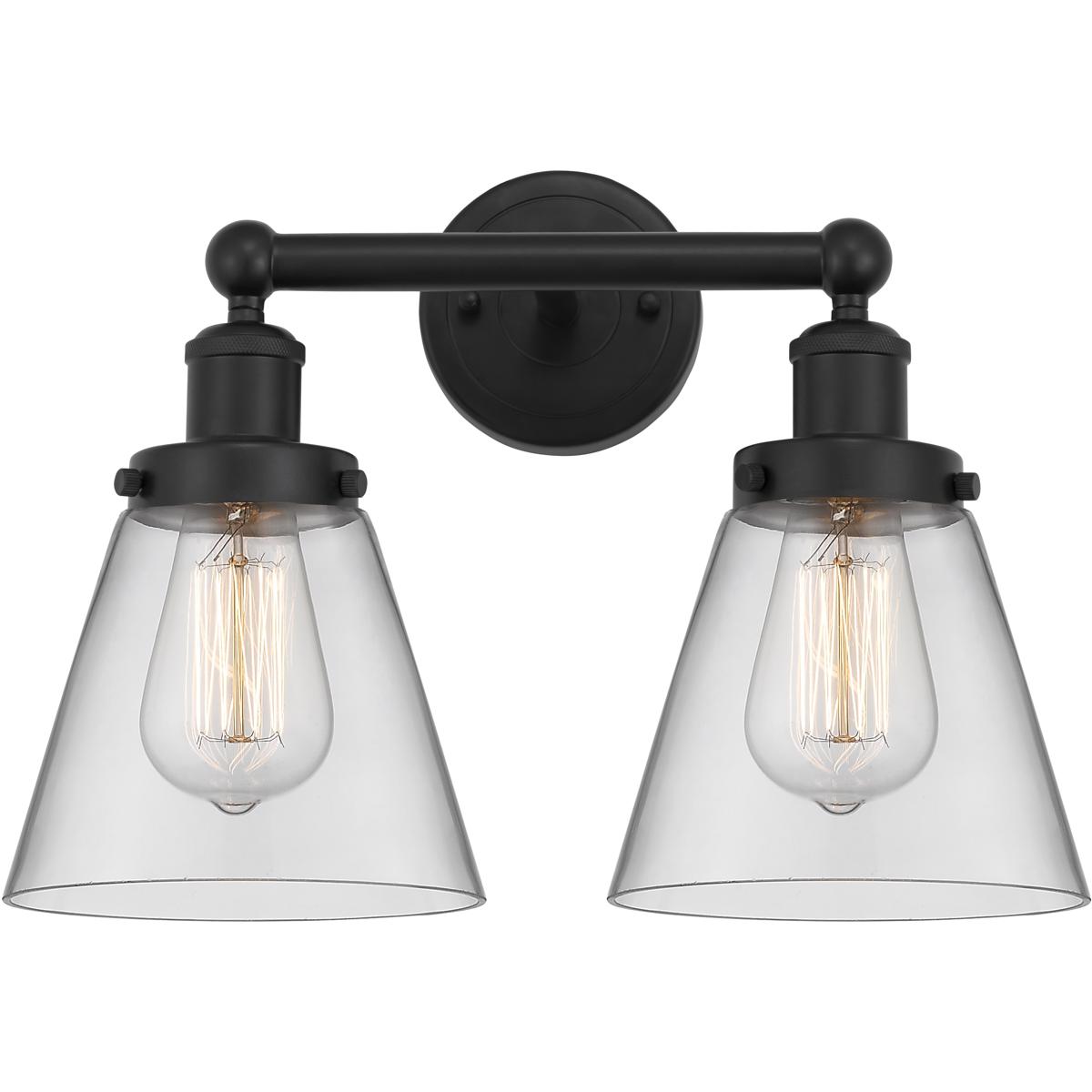 Innovations Lighting 616-2W-BK-G62 Cone 2 Light 15.5 inch Matte Black Bath Vanity Light Wall Light