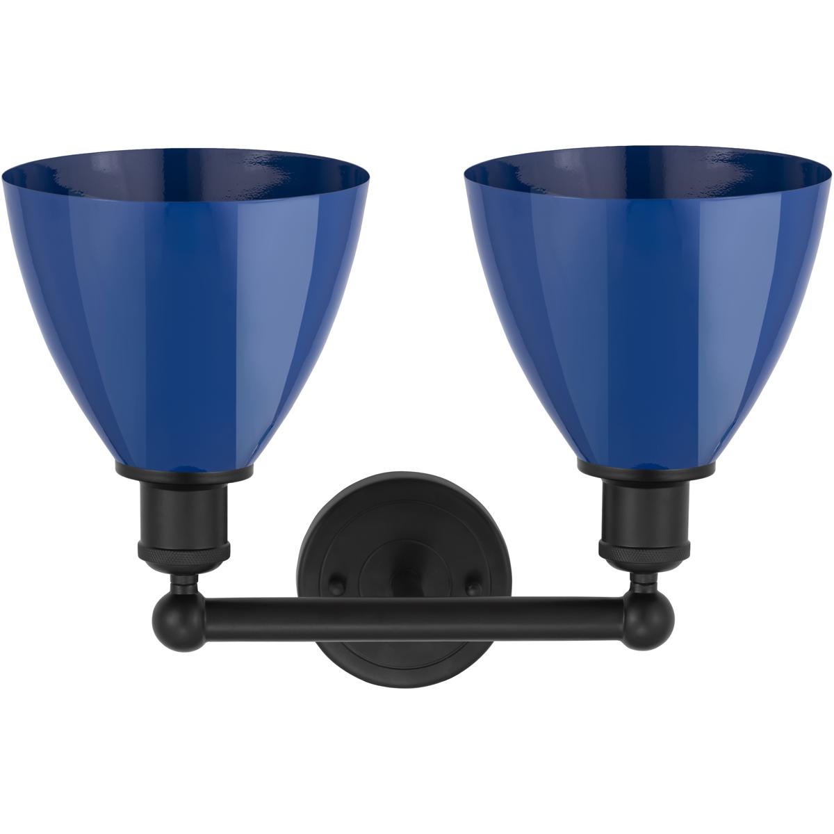 Innovations Lighting 616-2W-BK-MBD-75-BL Edison Plymouth Dome 2 Light 17 inch Matte Black Bath Vanity Light Wall Light in Blue