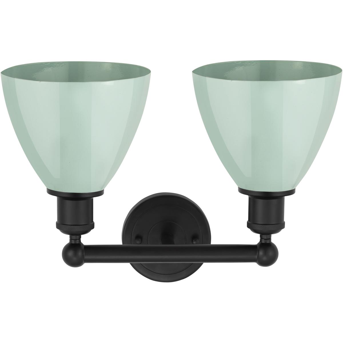 Innovations Lighting 616-2W-BK-MBD-75-SF Edison Plymouth Dome 2 Light 17 inch Matte Black Bath Vanity Light Wall Light in Seafoam