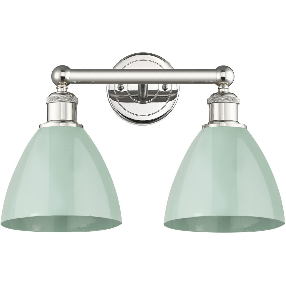 Innovations Lighting 616-2W-PN-MBD-75-SF Plymouth Dome 2 Light 16.5 inch Polished Nickel Bath Vanity Light Wall Light in Seafoam
