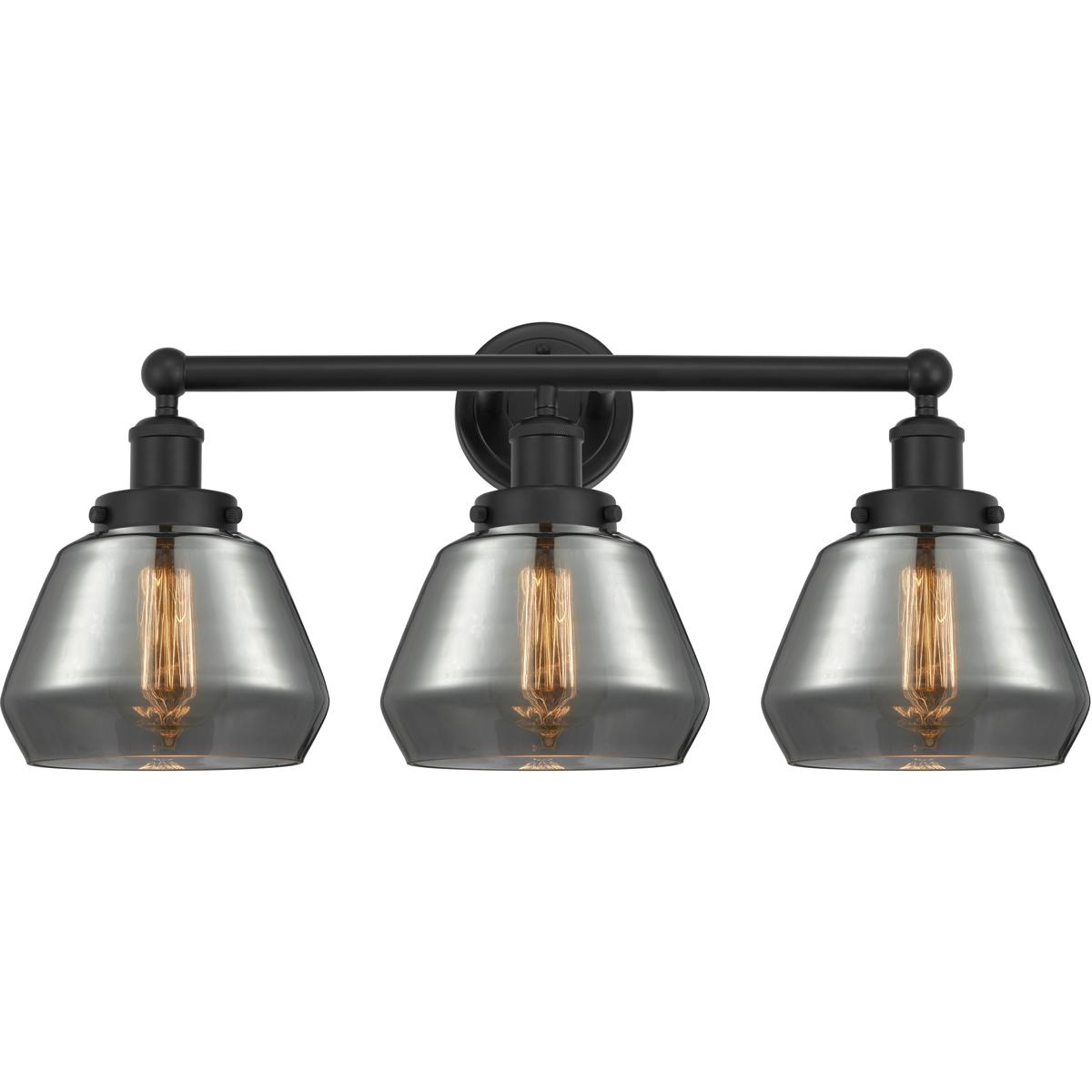 Innovations Lighting 616-3W-BK-G173 Fulton 3 Light 24.5 inch Matte Black Bath Vanity Light Wall Light