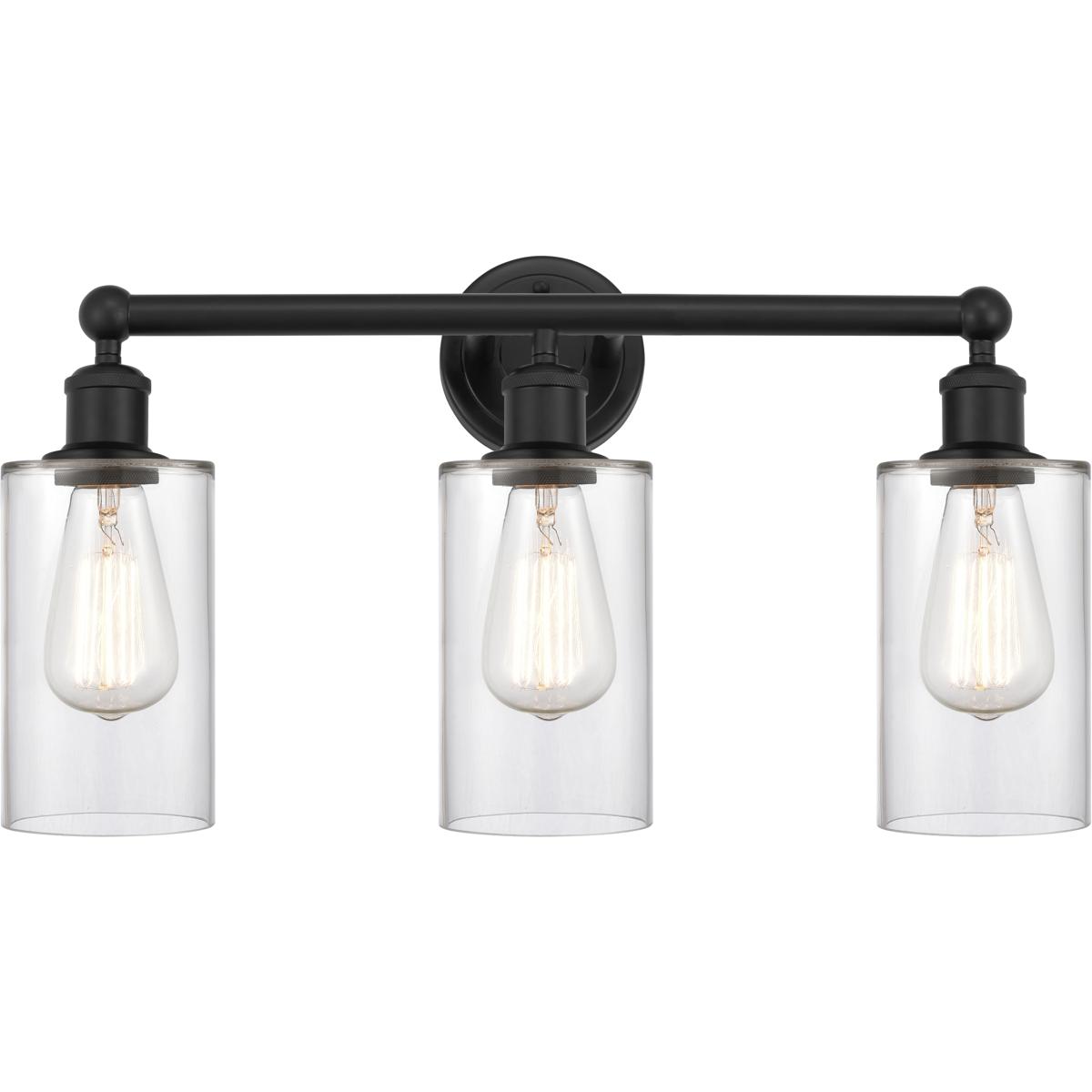 Innovations Lighting 616-3W-BK-G802 Edison Clymer 3 Light 22 inch Matte Black Bath Vanity Light Wall Light in Clear Glass