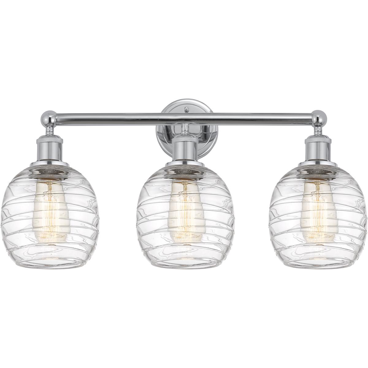 Innovations Lighting 616-3W-PC-G1013 Edison Belfast 3 Light 24 inch Polished Chrome Bath Vanity Light Wall Light in Deco Swirl Glass