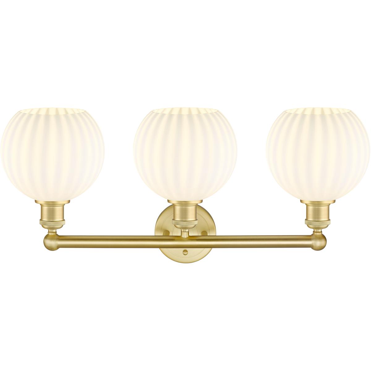 Innovations Lighting 616-3W-SG-G1217-8WV Edison White Venetian 3 Light 26 inch Satin Gold Bath Vanity Light Wall Light