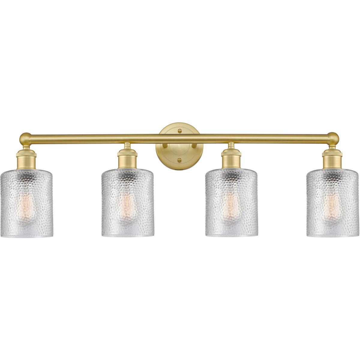 Innovations Lighting 616-4W-SG-G112 Cobbleskill 4 Light 32 inch Satin Gold Bath Vanity Light Wall Light in Clear