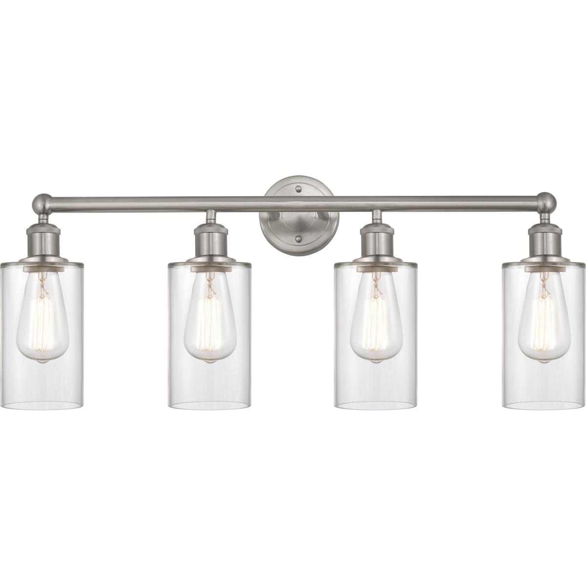 Innovations Lighting 616-4W-SN-G802 Edison Clymer 4 Light 31 inch Brushed Satin Nickel Bath Vanity Light Wall Light in Clear Glass