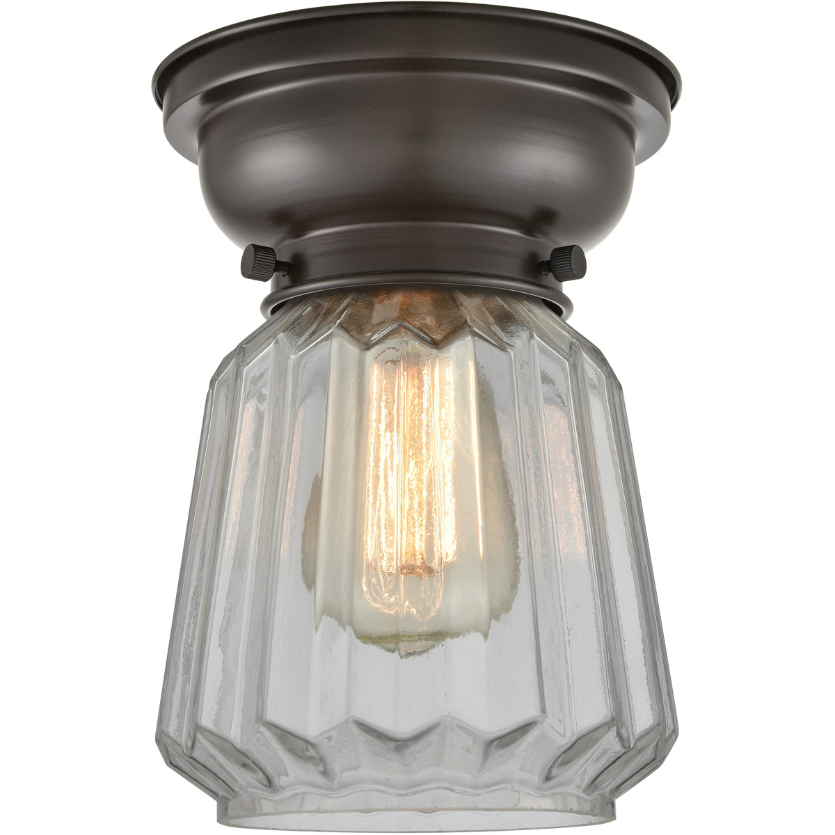 Innovations Lighting 623-1F-OB-G142-LED Aditi Chatham LED 6.25 inch Oil Rubbed Bronze Flush Mount Ceiling Light in Clear Glass, Aditi