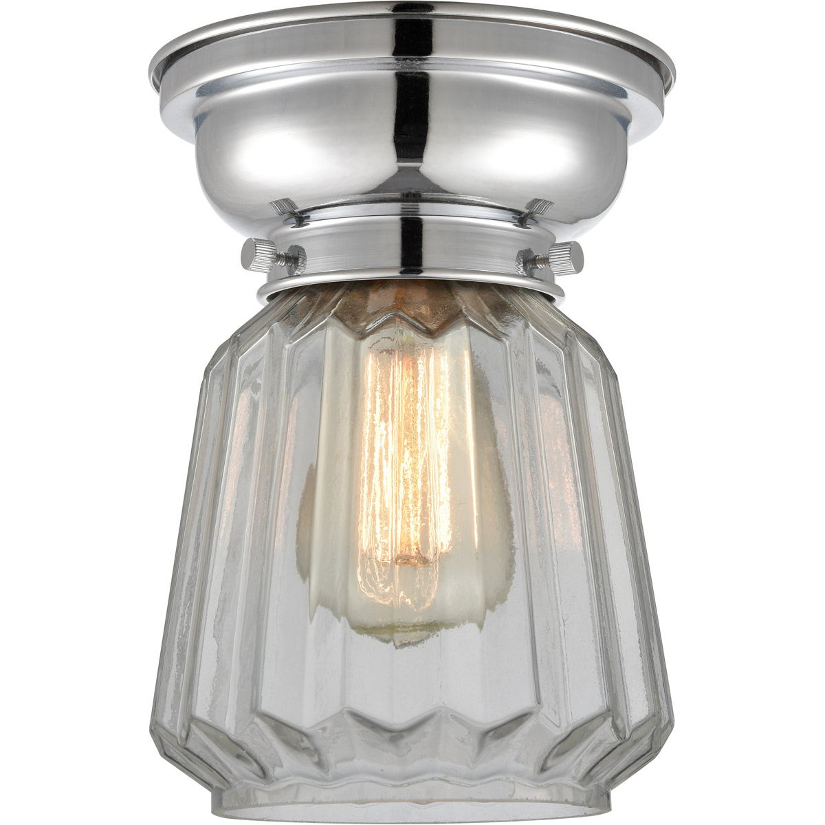 Innovations Lighting 623-1F-PC-G142 Aditi Chatham 1 Light 6 inch Polished Chrome Flush Mount Ceiling Light in Clear Glass, Aditi
