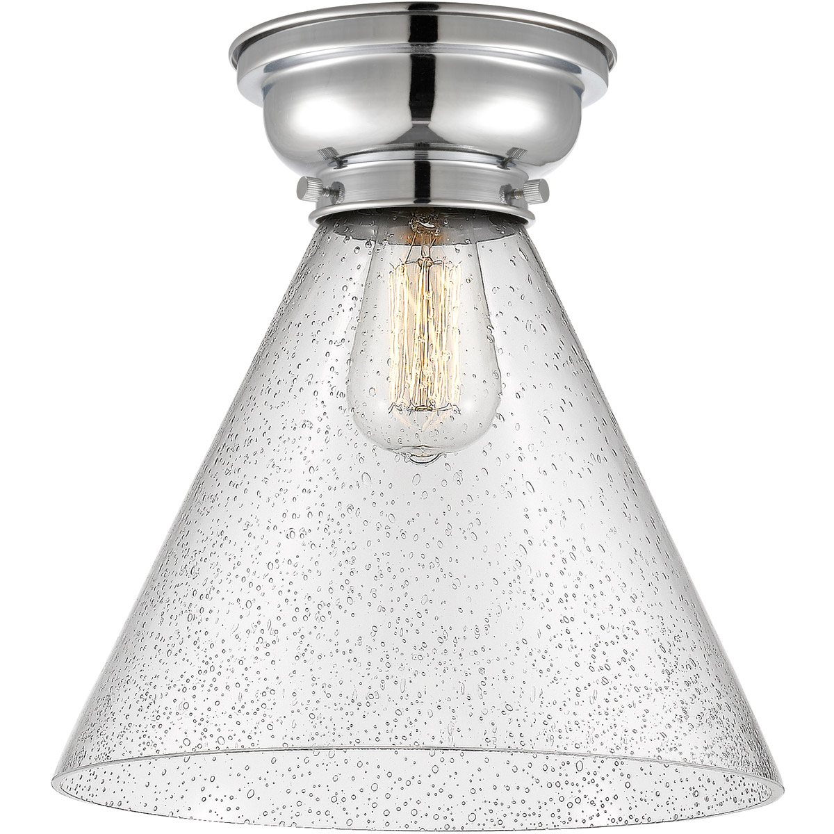 Innovations Lighting 623-1F-PC-G44-L Aditi X-Large Cone 1 Light 12 inch Polished Chrome Flush Mount Ceiling Light in Seedy Glass, Aditi