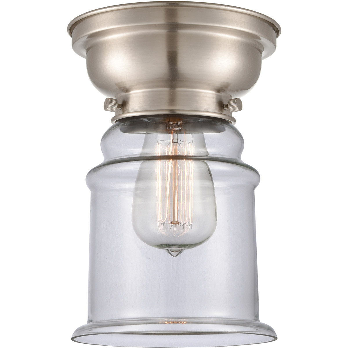 Innovations Lighting 623-1F-SN-G182-LED Aditi Canton LED 6.25 inch Brushed Satin Nickel Flush Mount Ceiling Light in Clear Glass, Aditi