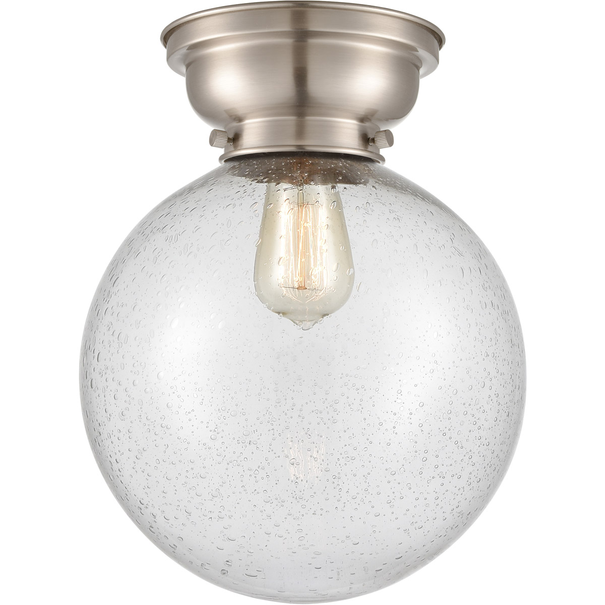 Innovations Lighting 623-1F-SN-G204-10 Aditi X-Large Beacon 1 Light 10 inch Brushed Satin Nickel Flush Mount Ceiling Light in Seedy Glass, Aditi