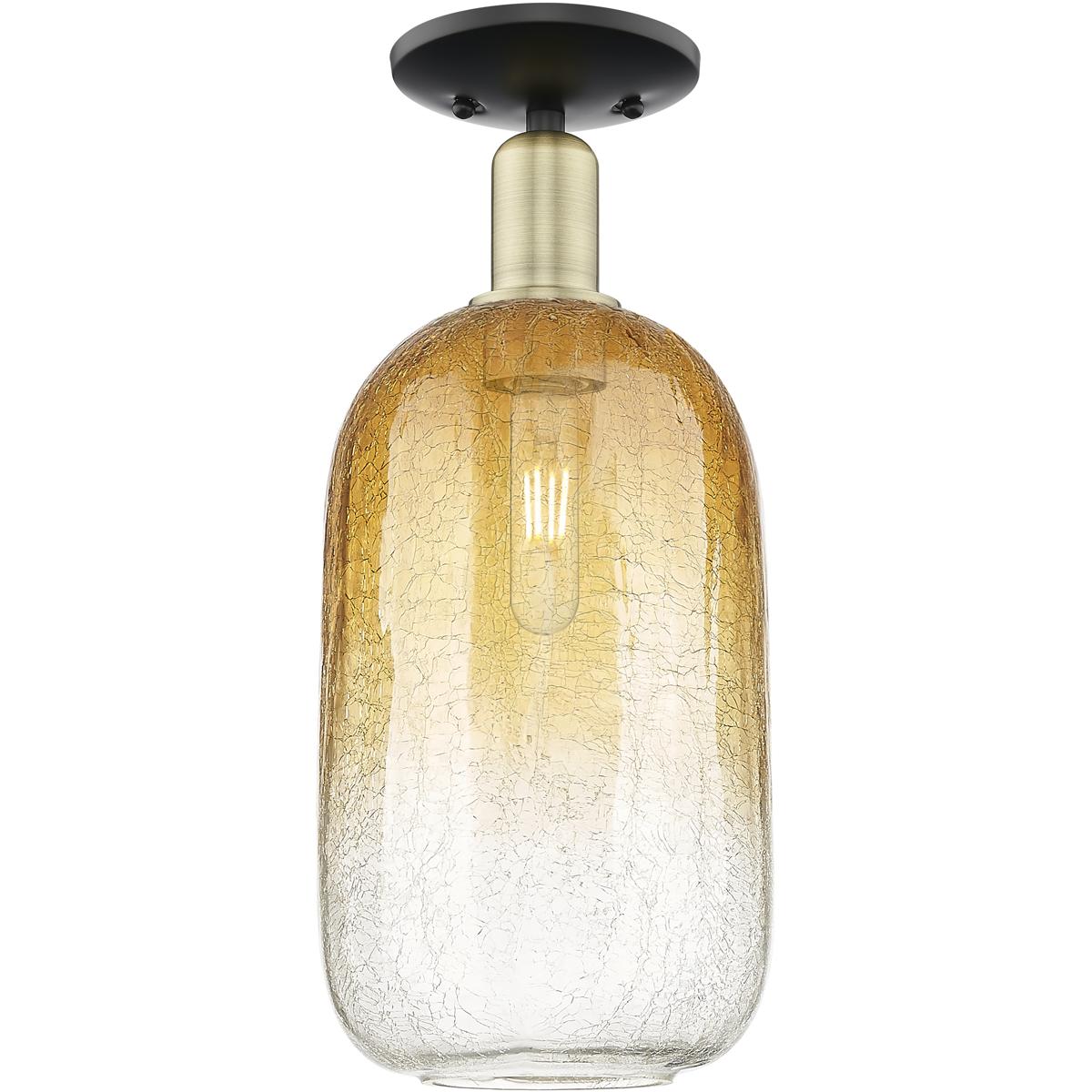 Innovations Lighting 716-1C-BAB-G482-7AM Brookhaven Cloche 1 Light 7 inch Black Antique Brass Semi-Flush Mount Ceiling Light in Amber Glass
