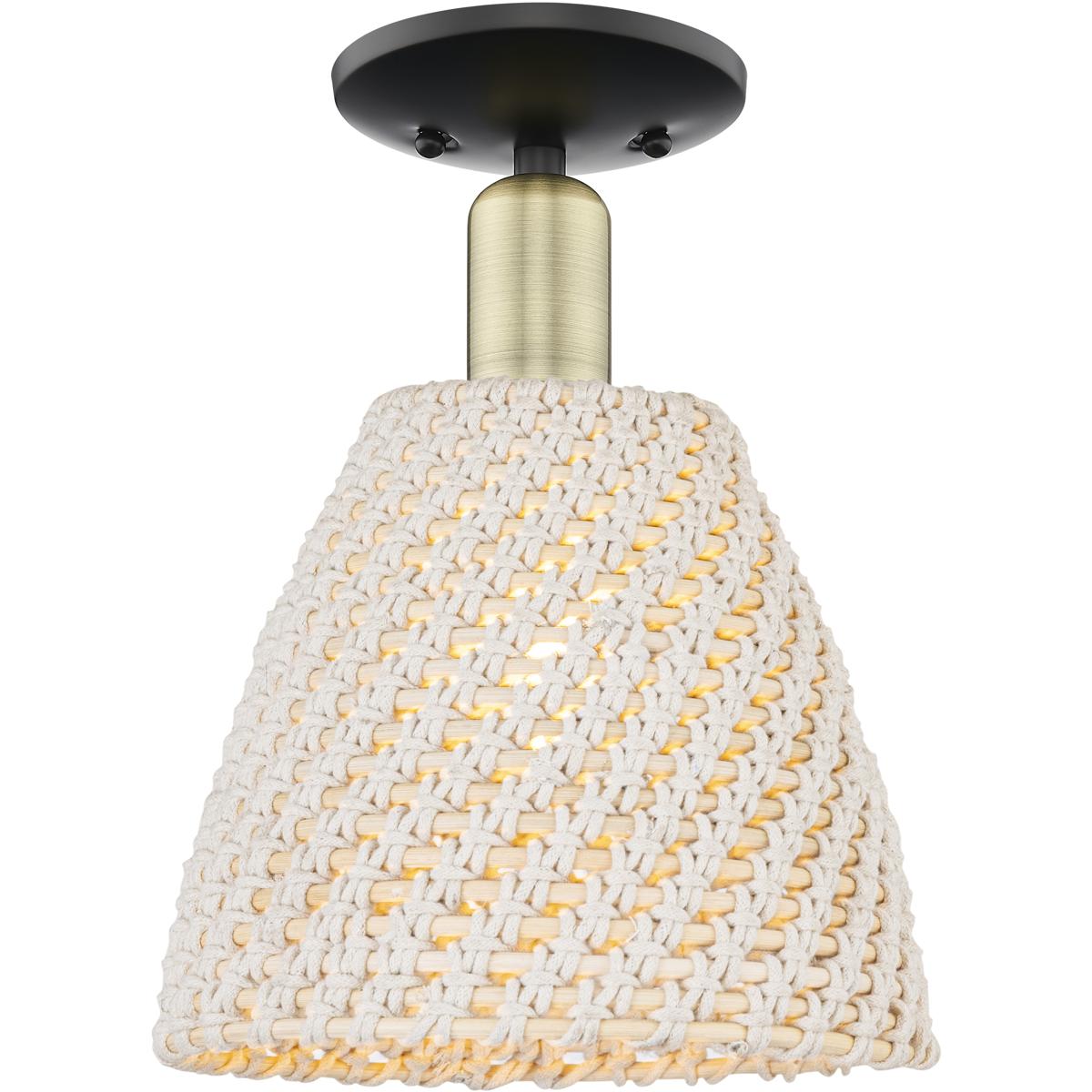 Innovations Lighting 716-1C-BAB-NBD-9-NAT Natural Ballston Dome 1 Light 9 inch Black Antique Brass Semi-Flush Mount Ceiling Light