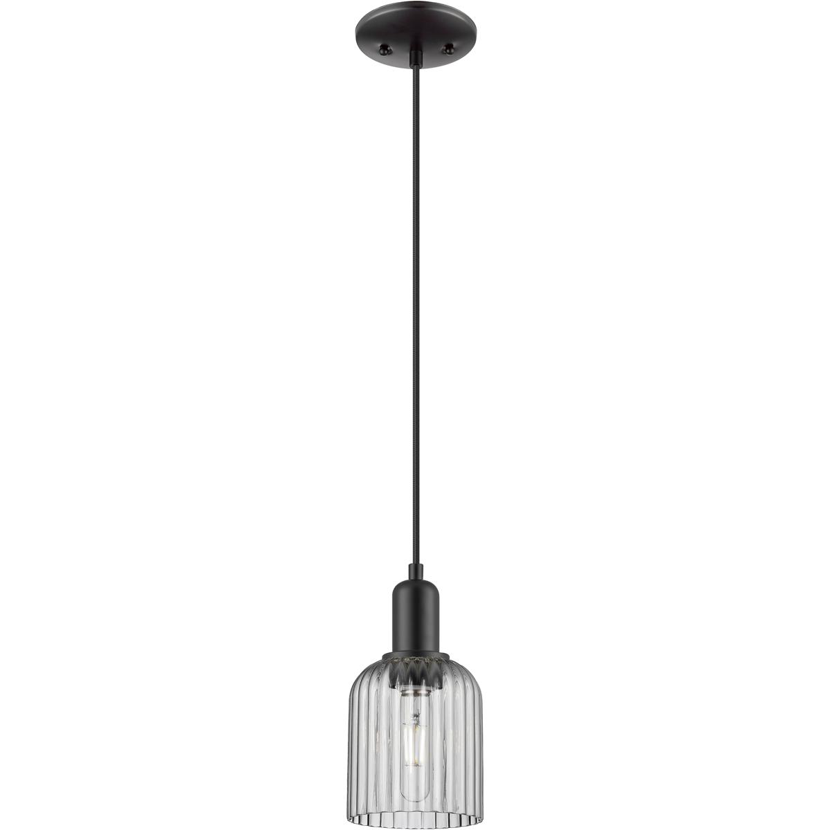 Innovations Lighting 716-1P-BK-G559-5SM Bridal Veil 1 Light 5 inch Matte Black Mini Pendant Ceiling Light in Light Smoke Glass