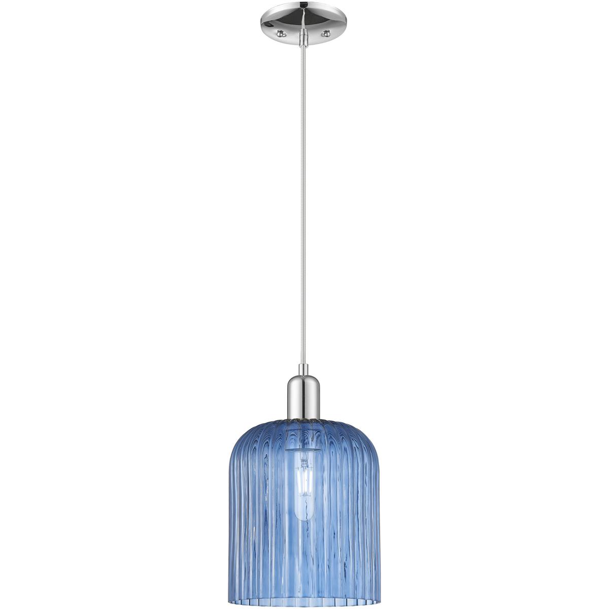 Innovations Lighting 716-1P-PC-G559-8BL Arcadia Bridal Veil 1 Light 8 inch Polished Chrome Mini Pendant Ceiling Light in Blue