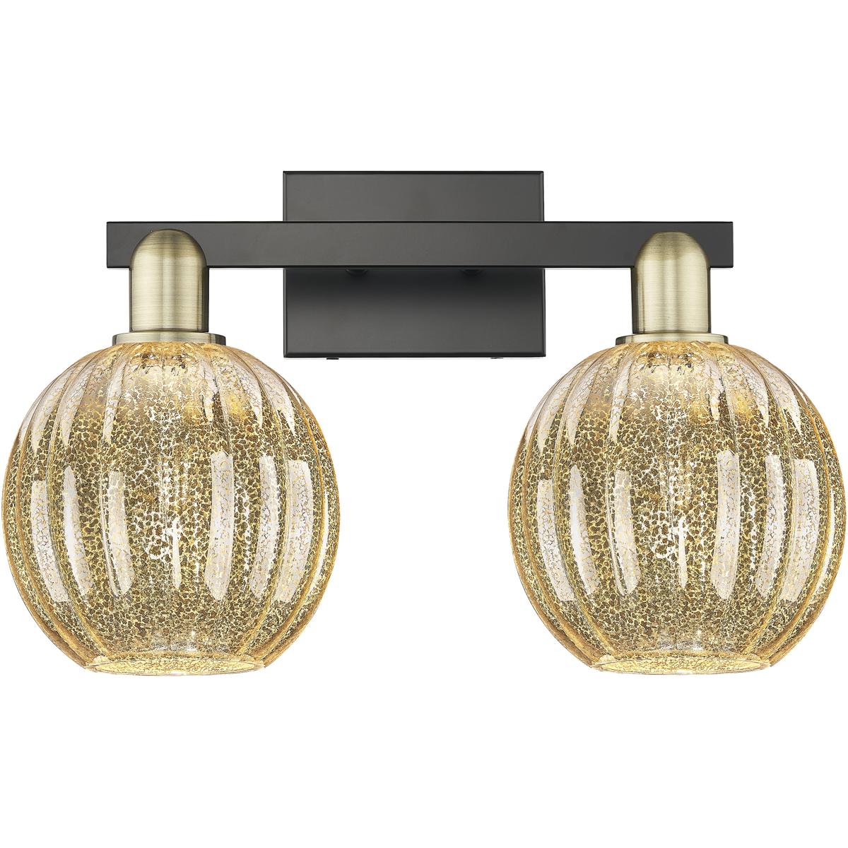 Innovations Lighting 716-2W-BAB-G458-7ME Preston 2 Light 16 inch Black Antique Brass Bath Vanity Light Wall Light in Mercury Glass