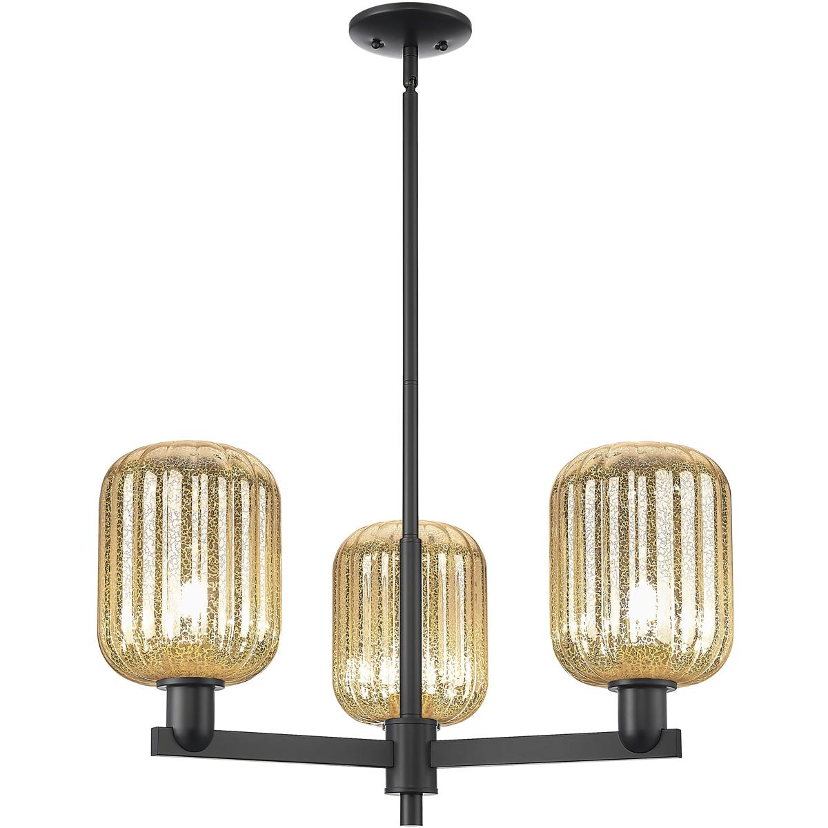 Innovations Lighting 716-3CR-BK-G460-7ME Preston 3 Light 17.63 inch Matte Black Chandelier Ceiling Light in Mercury Glass