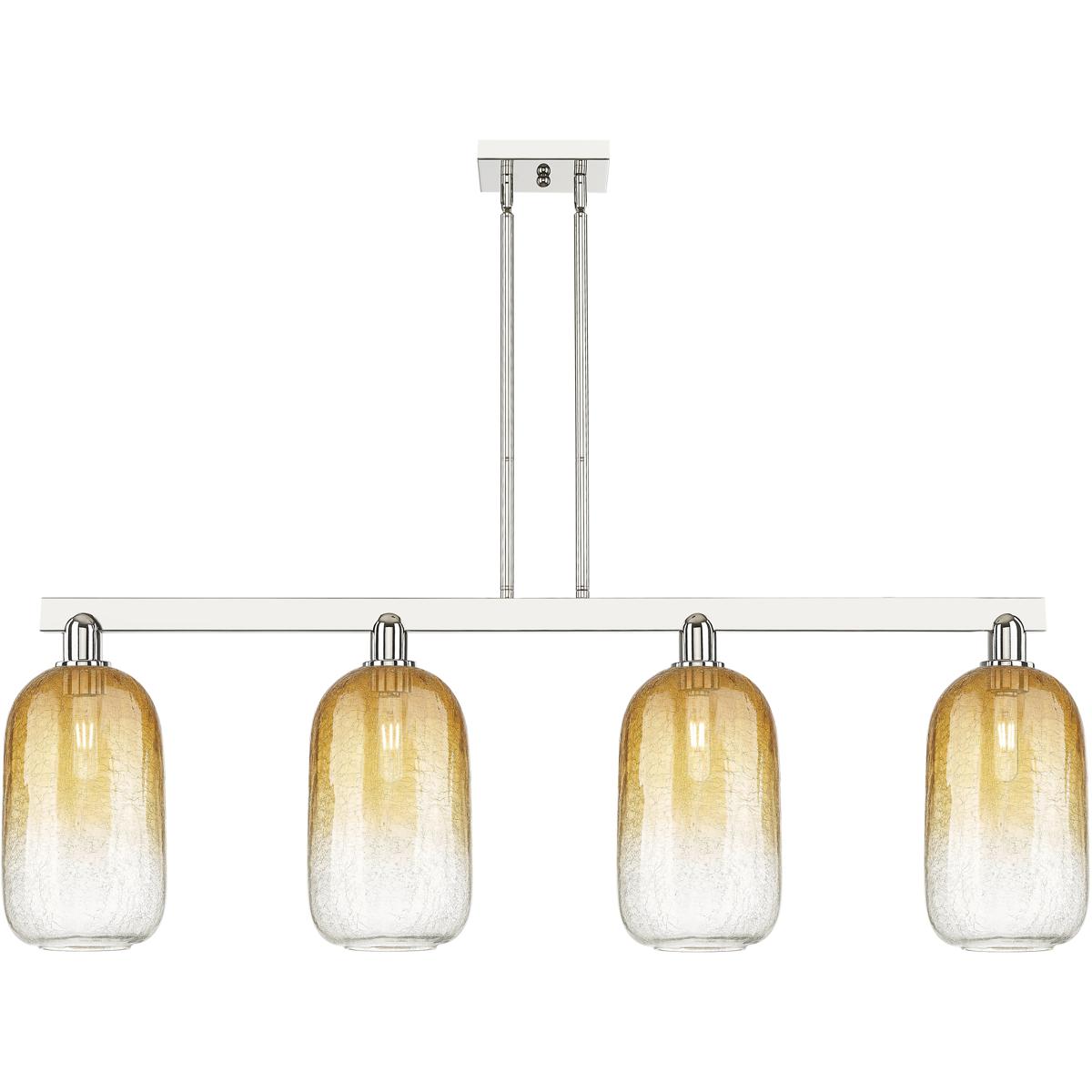 Innovations Lighting 716-4I-PN-G482-7AM Brookhaven Cloche Island Light Ceiling Light in Polished Nickel, Amber Glass