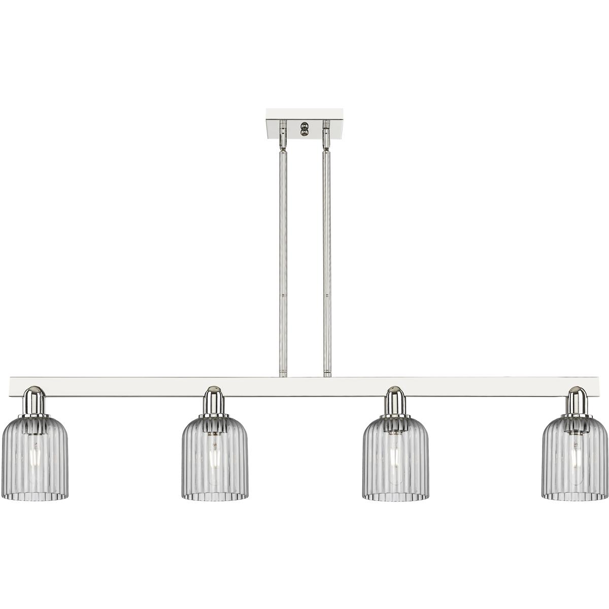 Innovations Lighting 716-4I-PN-G559-5SM Bridal Veil Island Light Ceiling Light in Polished Nickel, Light Smoke Glass