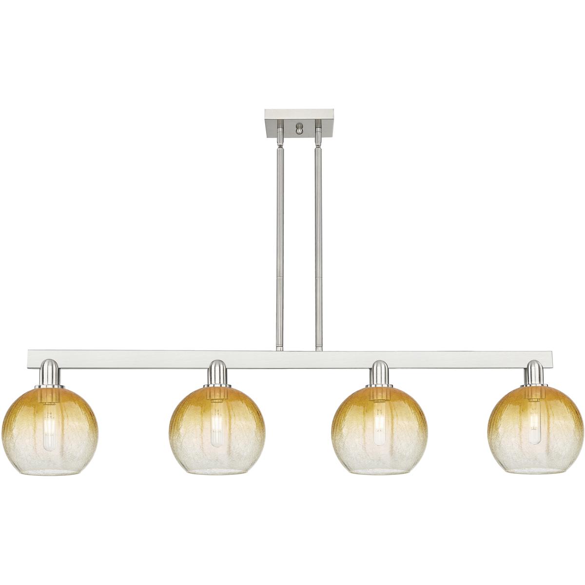 Innovations Lighting 716-4I-SN-G483-8AM Brookhaven Globe Island Light Ceiling Light in Brushed Satin Nickel, Amber Glass