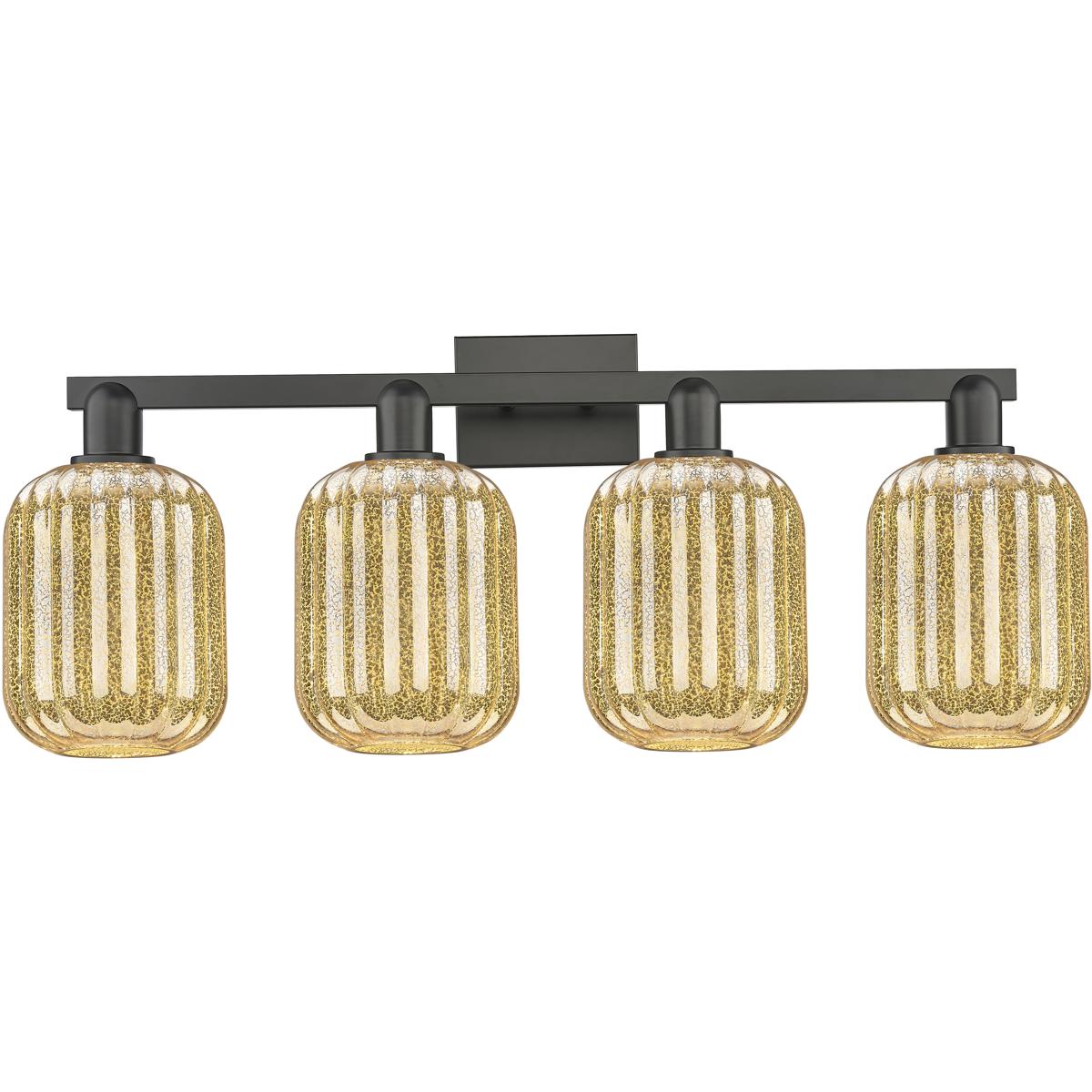 Innovations Lighting 716-4W-BK-G460-7ME Preston 4 Light 36 inch Matte Black Bath Vanity Light Wall Light in Mercury Glass