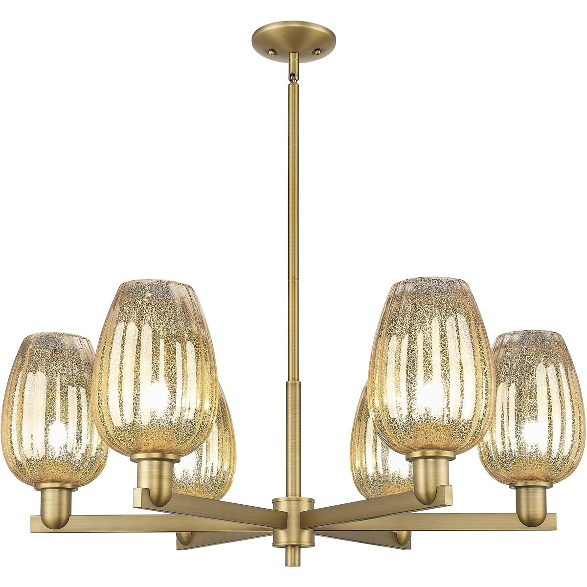 Innovations Lighting 716-6CR-BB-G457-6ME Preston 6 Light 23.88 inch Brushed Brass Chandelier Ceiling Light in Mercury Glass