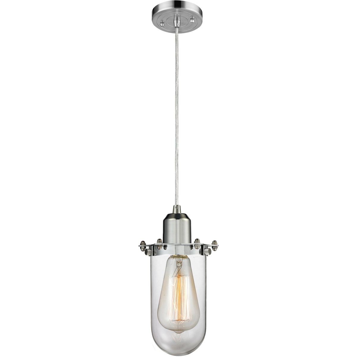 Innovations Lighting 900-1P-PC-CE231-PC-CL-LED Austere Centri LED 4.5 inch Polished Chrome Mini Pendant Ceiling Light in Clear Glass, Silver, Austere