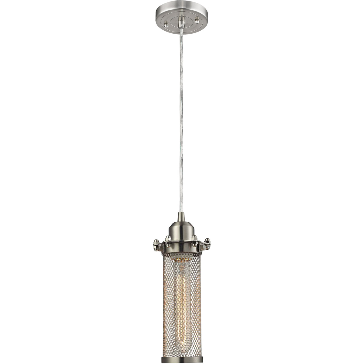 Innovations Lighting 900-1P-SN-CE216-SN Austere Quincy Hall 1 Light 5 inch Brushed Satin Nickel Mini Pendant Ceiling Light in Incandescent, Austere