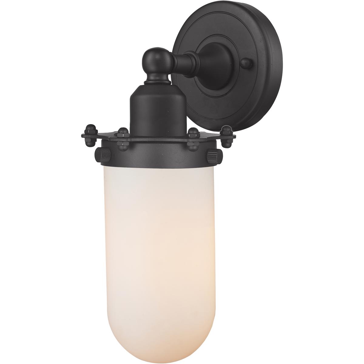 Innovations Lighting 900-1W-BK-CE231-BK-W-LED Austere Centri LED 4.5 inch Matte Black Sconce Wall Light in Matte White Glass, Austere