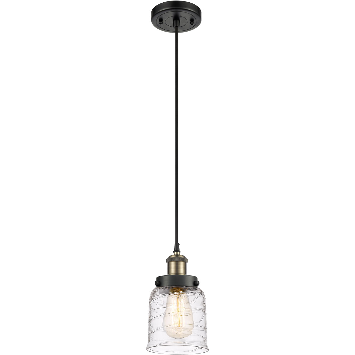 Innovations Lighting 916-1P-BAB-G513-LED Ballston Bell LED 5 inch Black Antique Brass Mini Pendant Ceiling Light