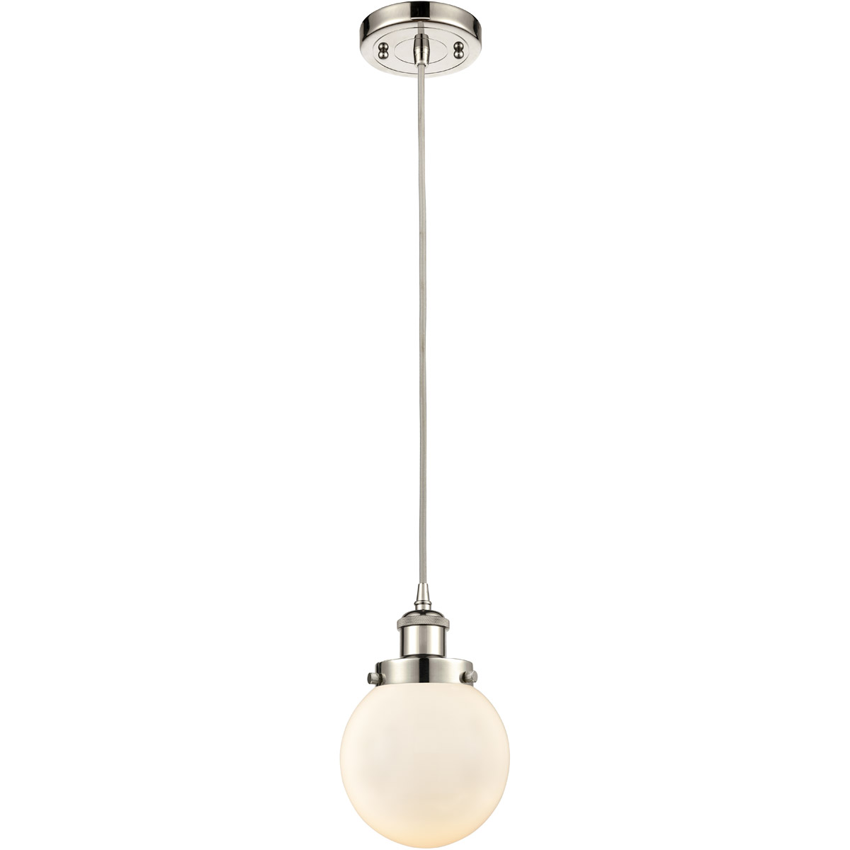Innovations Lighting 916-1P-PN-G201-6 Ballston Beacon 1 Light 6 inch Polished Nickel Mini Pendant Ceiling Light in Matte White Glass