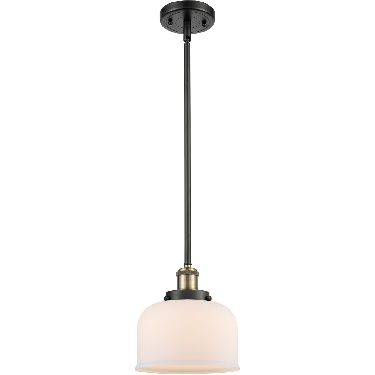 Innovations Lighting 916-1S-BAB-G71 Ballston Large Bell 1 Light 8 inch Black Antique Brass Pendant Ceiling Light in Matte White Glass
