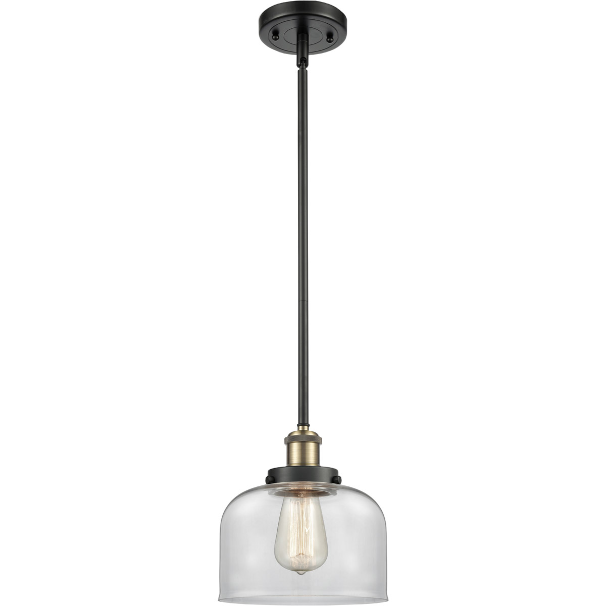 Innovations Lighting 916-1S-BAB-G72 Ballston Large Bell 1 Light 8 inch Black Antique Brass Pendant Ceiling Light in Clear Glass